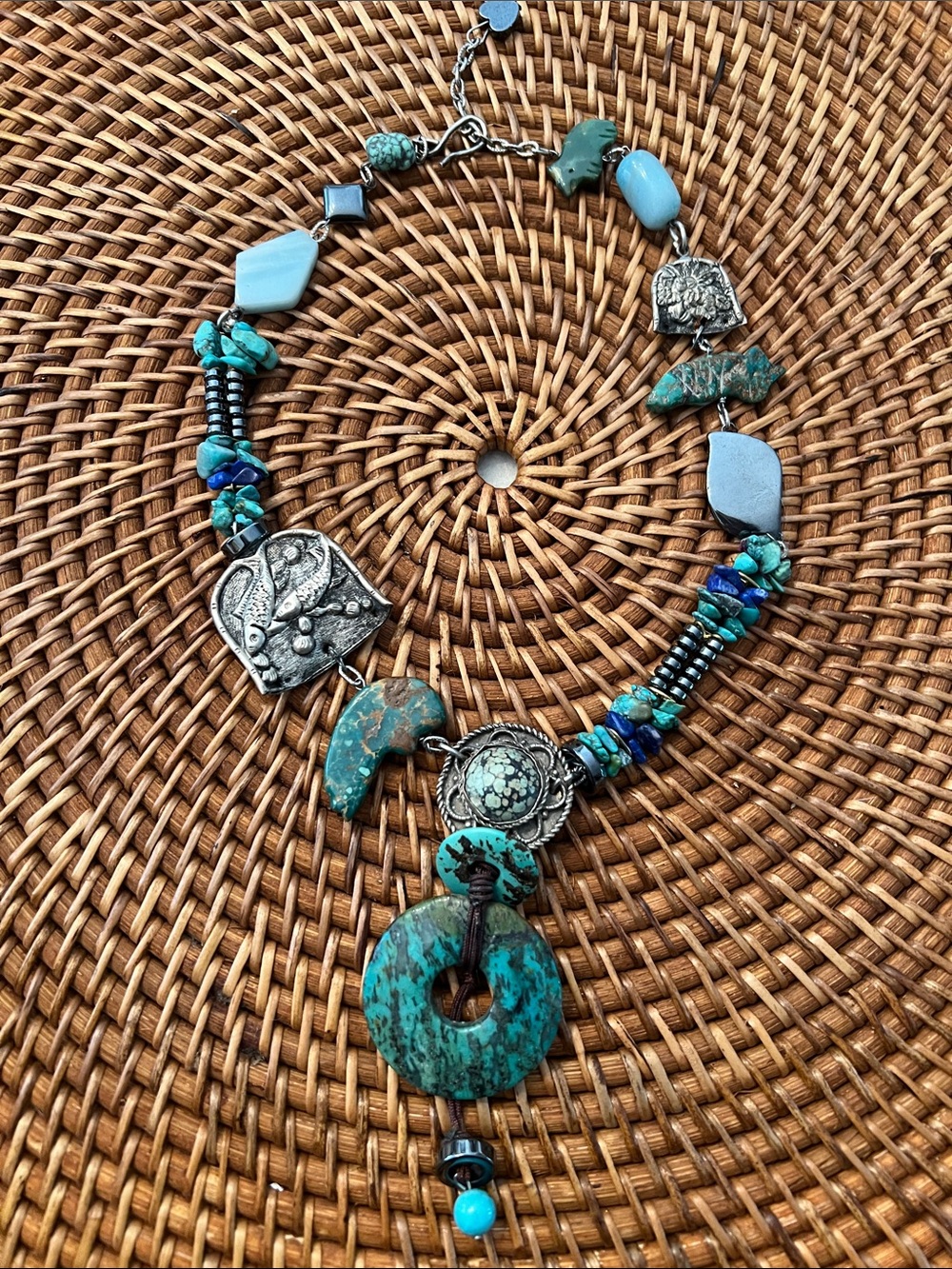 Turquoise Boho Stone Pendant Necklace - Women Jewelry